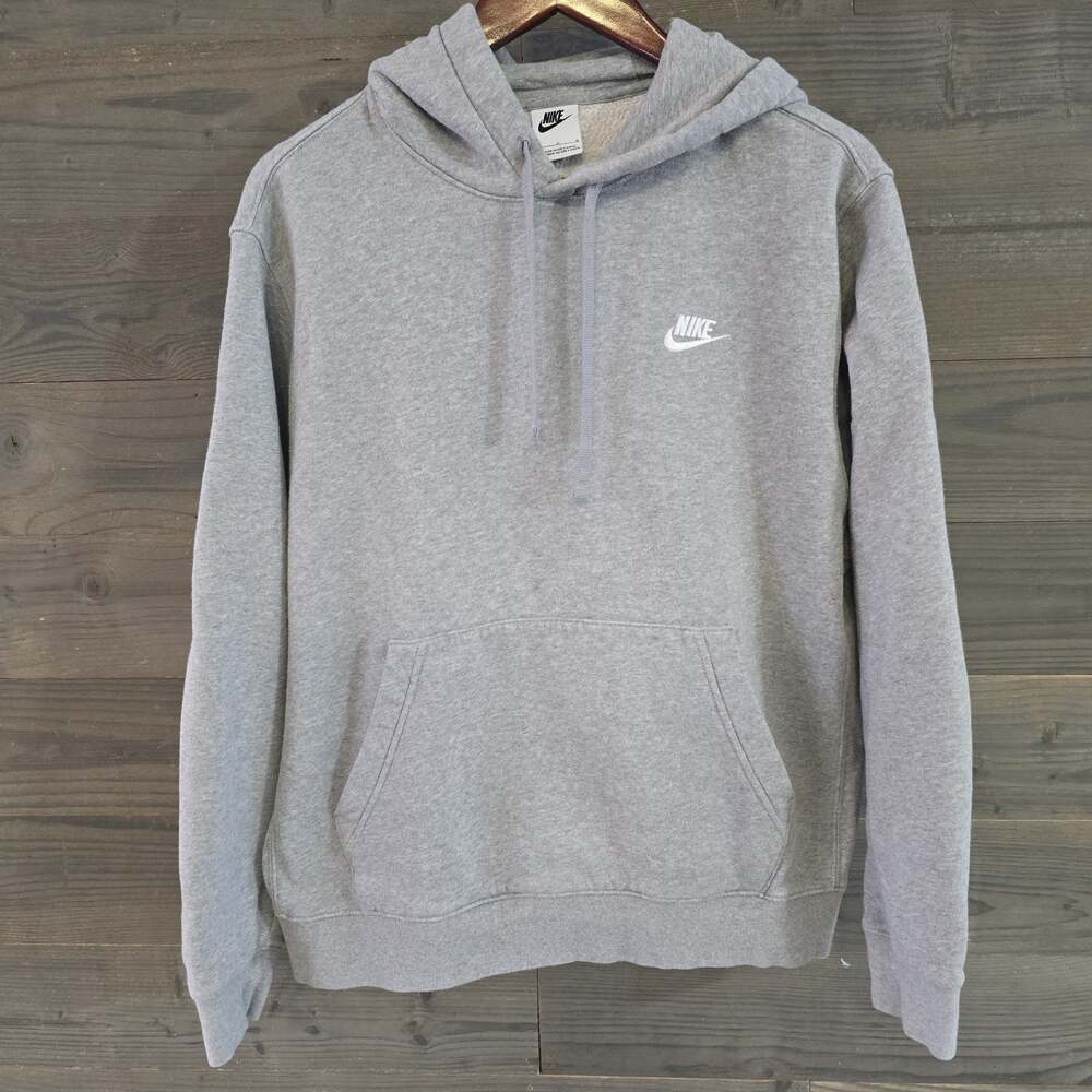 Nike Sportswear Club Fleece Hoodie Men's Large Gray Pullover Swoosh Streetwear